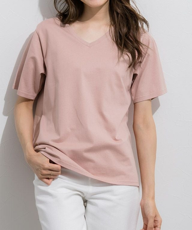 165cm / ピンク / Vネック / M