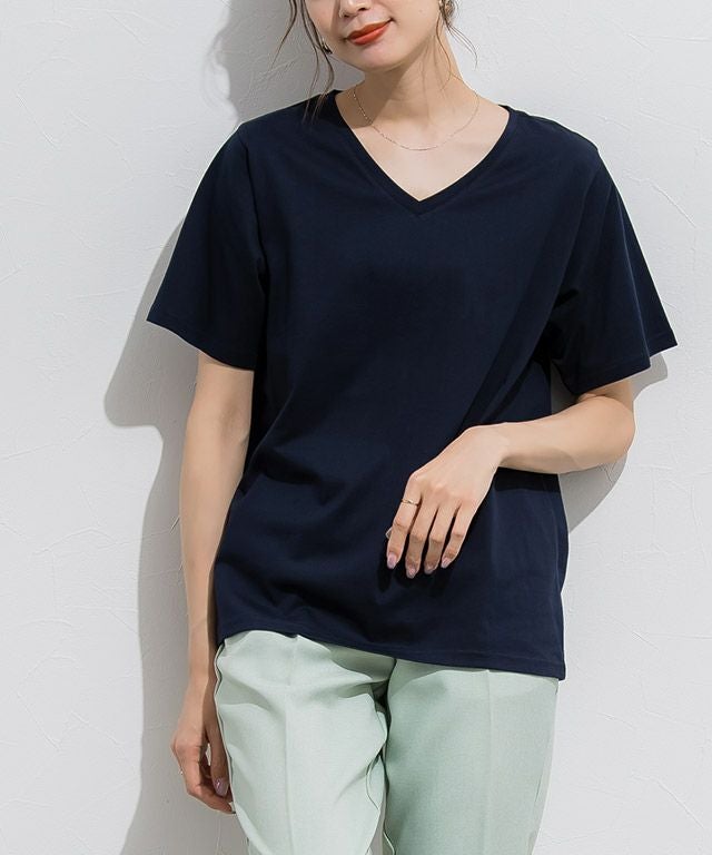 165cm / ネイビー / Vネック / M