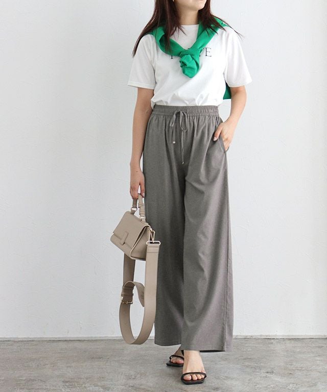 ストレッチツイルワイドパンツ 【Pierrot】【スピード配送】