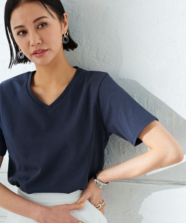 165cm / ネイビー / Vネック / M
