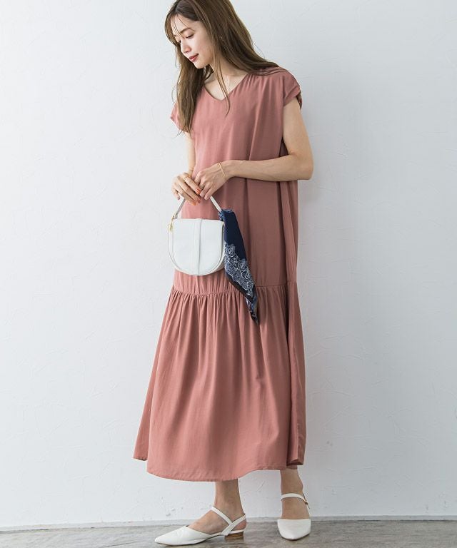 アウトレットSALE！】裾切り替えフレンチスリーブワンピース【スピード