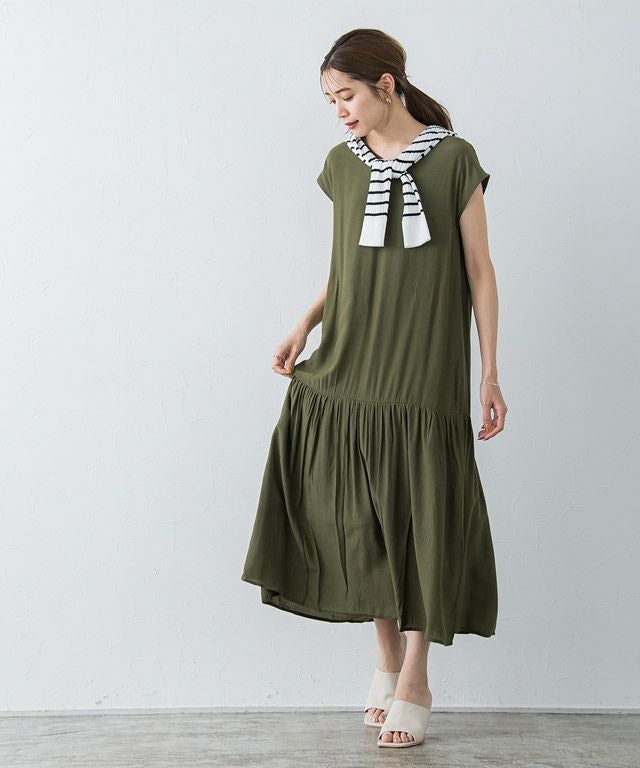 アウトレットSALE！】裾切り替えフレンチスリーブワンピース【スピード