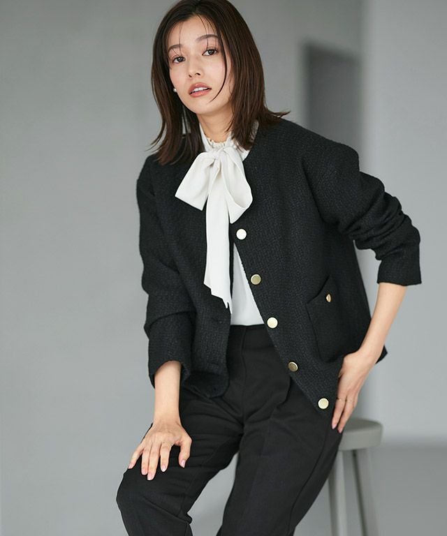 D会場】ツイードノーカラージャケット 【スピード配送】 | 【公式