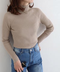 ストレッチリブハイネックニット