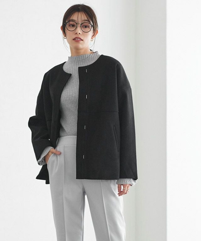 メルトンノーカラーショートコート【スピード配送】 | 【公式】Pierrot