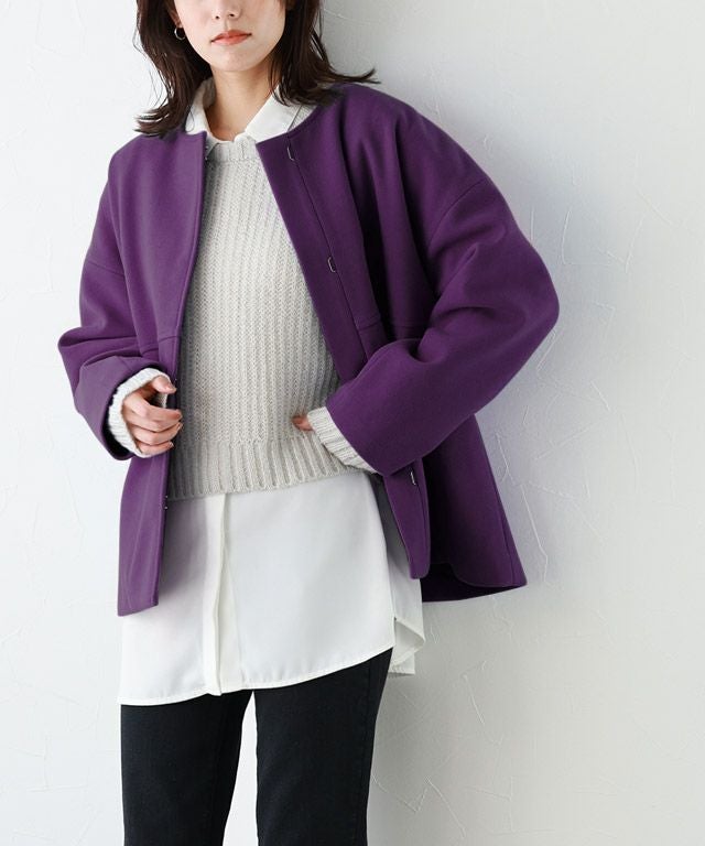 メルトンノーカラーショートコート【スピード配送】 | 【公式】Pierrot