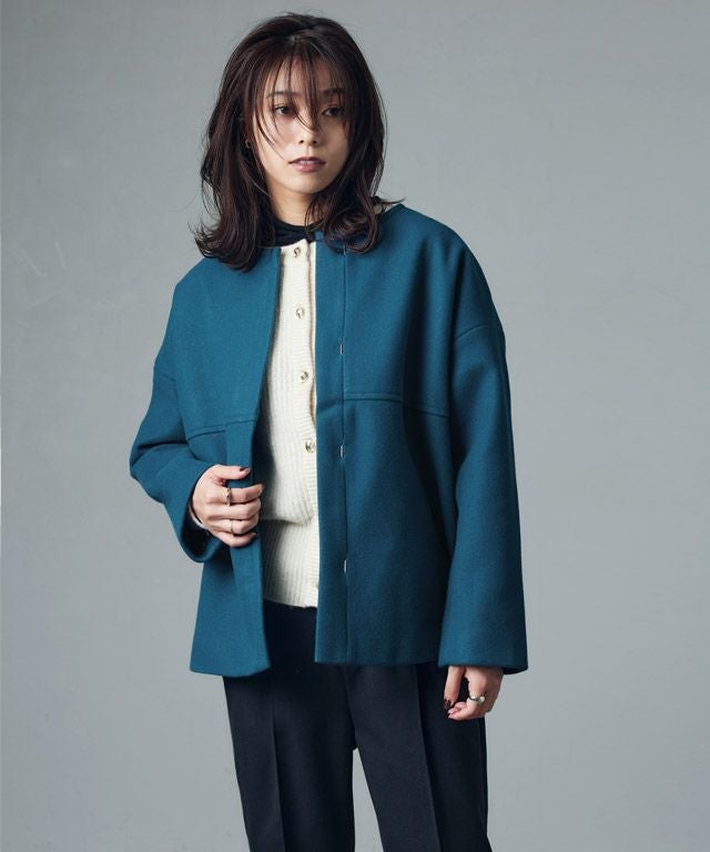 メルトンノーカラーショートコート【スピード配送】 | 【公式】Pierrot