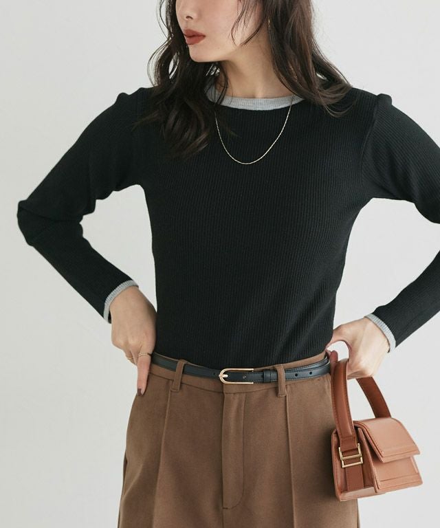 167cm / A / ブラック×杢グレー / クルーネック / M