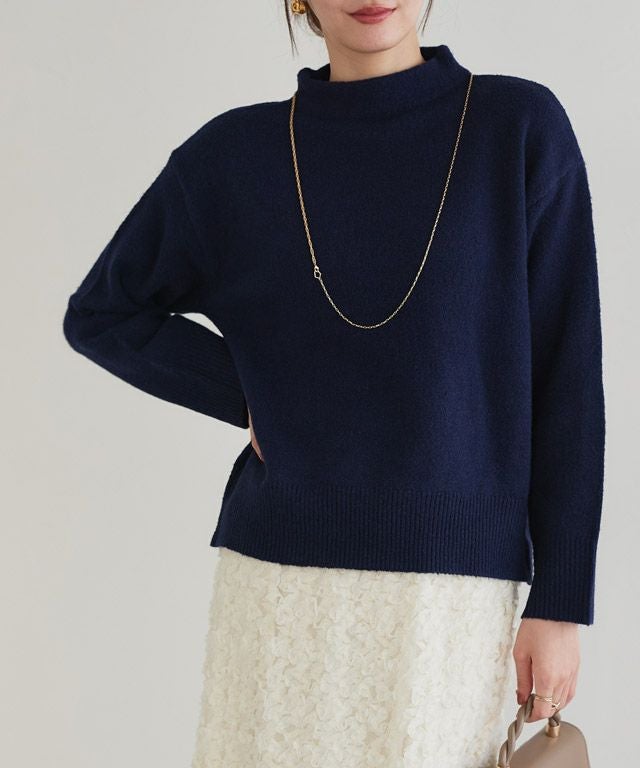 167cm / ネイビー / ボトルネック / M