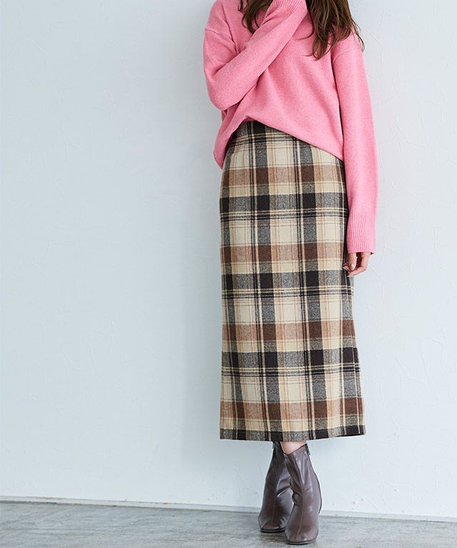 ウールタッチチェック柄スカート