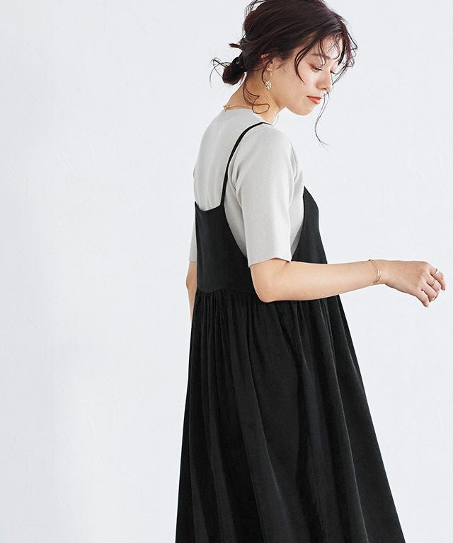 2wayギャザー切り替えキャミワンピース 【Pierrot】【スピード配送