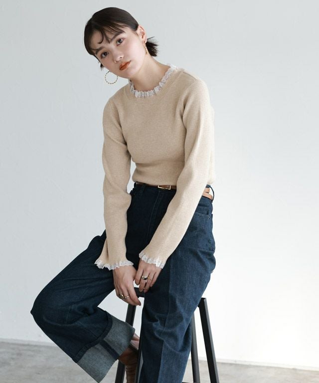 163cm / 杢ベージュ×ホワイト / M