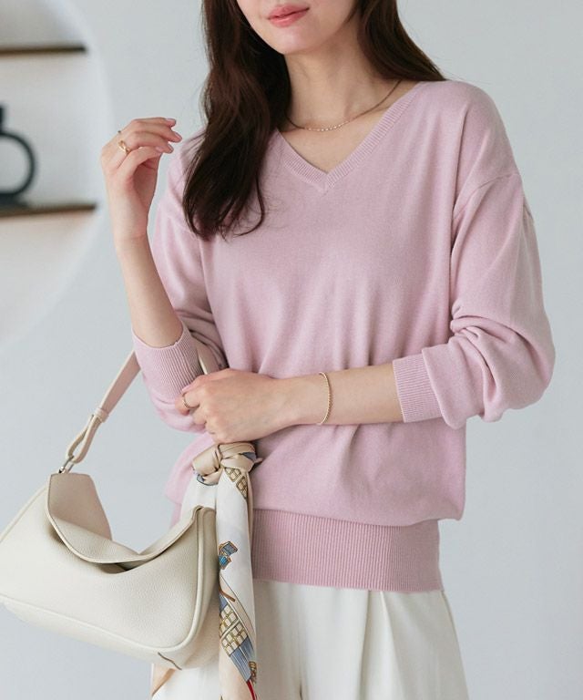 167cm / ライトピンク / Vネック / M