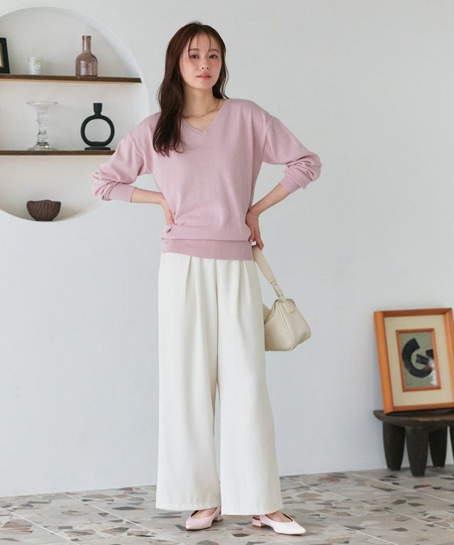 167cm / ライトピンク / Vネック / M