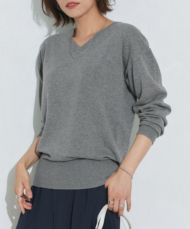 167cm / 杢チャコール / Vネック / M