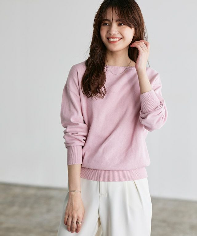 163cm / ライトピンク / ボートネック / M