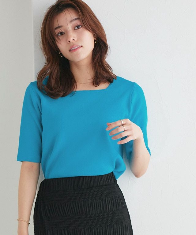 167cm / ブルー / スクエアネック / M