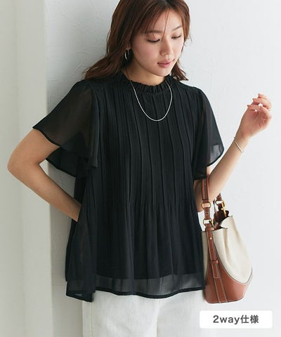 フレアスリーブプリーツブラウス