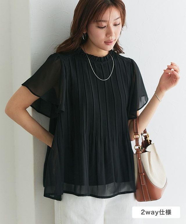 フレアスリーブプリーツブラウス