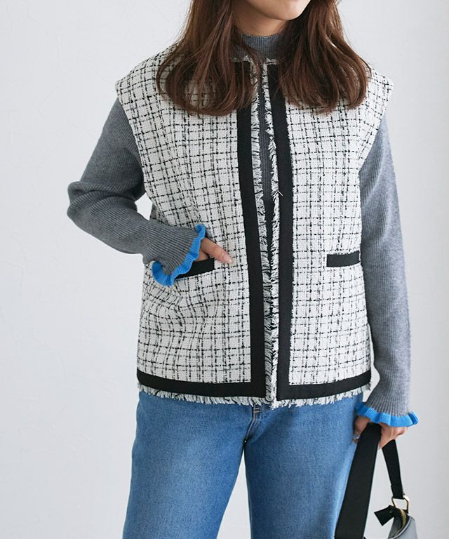 ノーカラーツイードジレ【スピード配送】 | 【公式】Pierrot（ピエロ