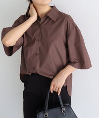 襟付きフレアスリーブシャツ