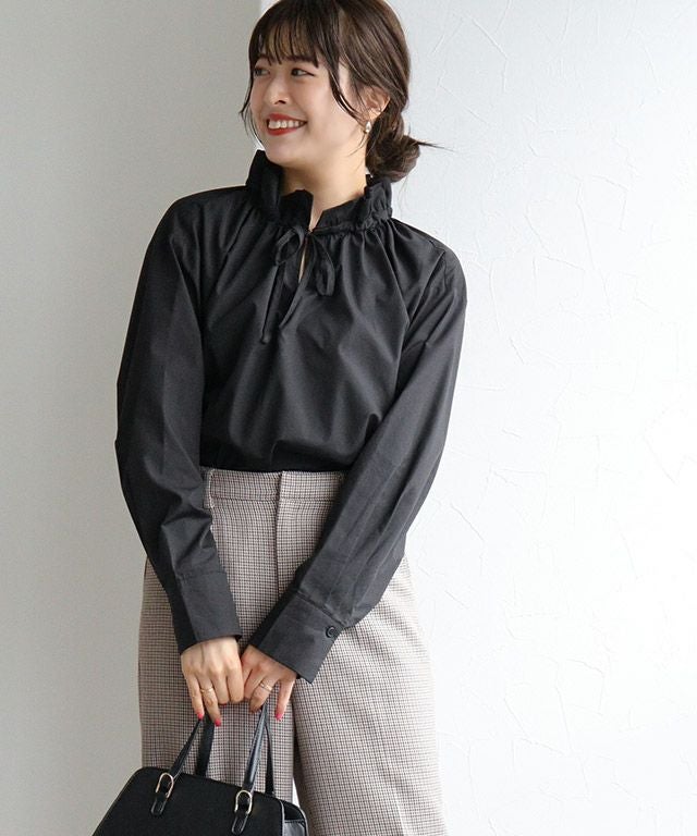 スタンドフリルカラーブラウス 【Pierrot】【スピード配送】 レビュー