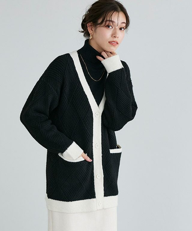 ダイヤ柄配色カーディガン【スピード配送】 | 【公式】Pierrot（ピエロ