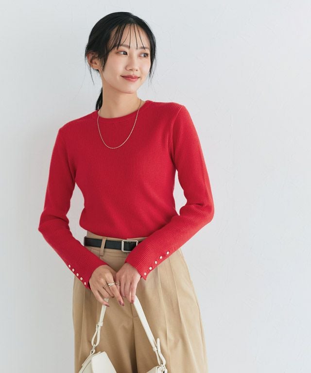 162cm / B /レッド / クルーネック / M