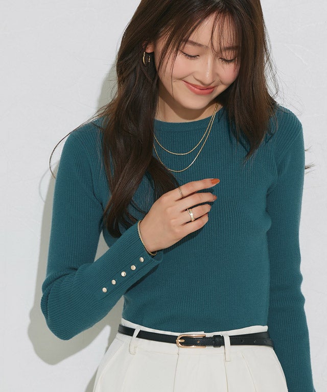 166cm / B / ブルーグリーン / クルーネック / M