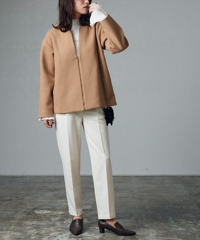 メルトンVネックノーカラーショートコート【スピード配送】 | 【公式