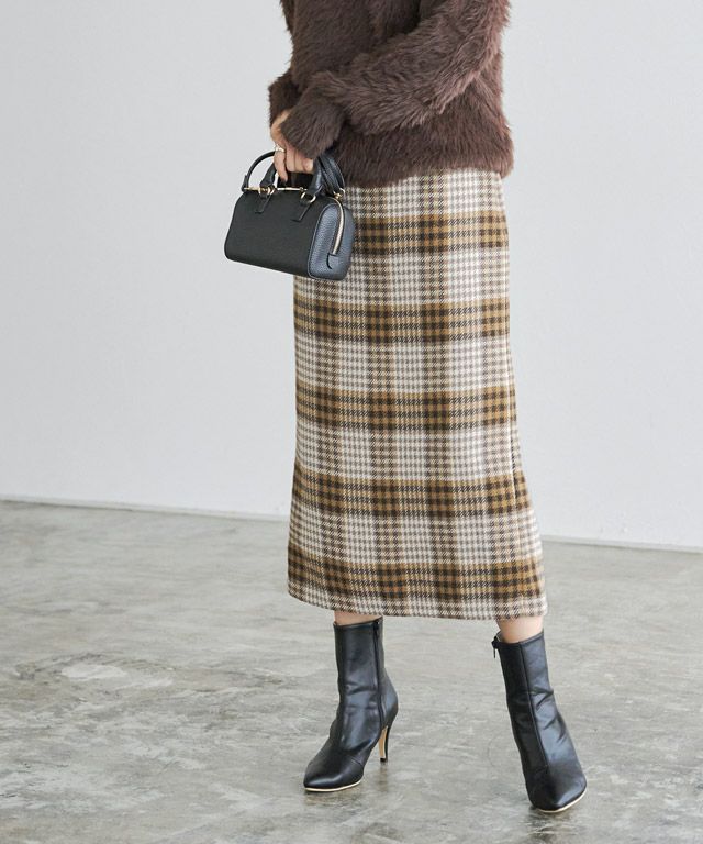 丈が選べるウールタッチチェック柄スカート【Pierrot】 | 【公式