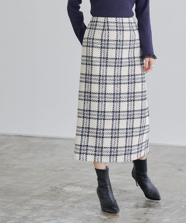 丈が選べるウールタッチチェック柄スカート【Pierrot】 | 【公式