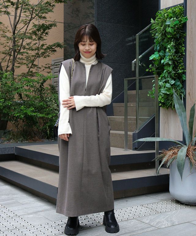 RASW] キーネックショルダータックジャンパースカート◇送料無料