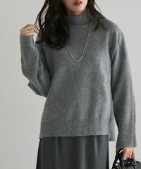 ウールライクハイネックニット