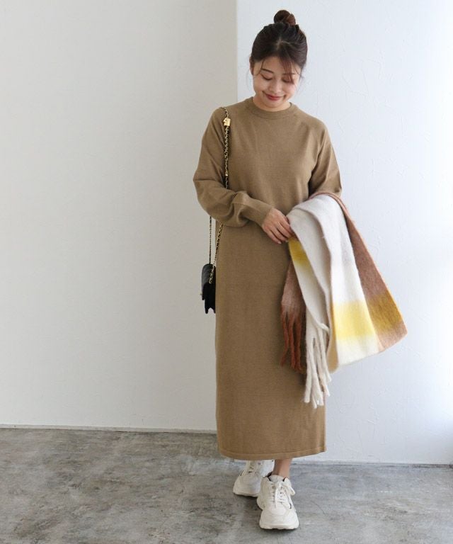 150cm / キャメル / クルーネック / M