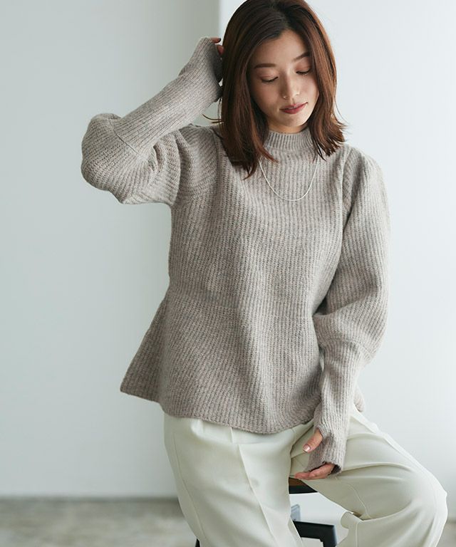 ふんわりウォッシャブルサムホールペプラムニット | 【公式】Pierrot