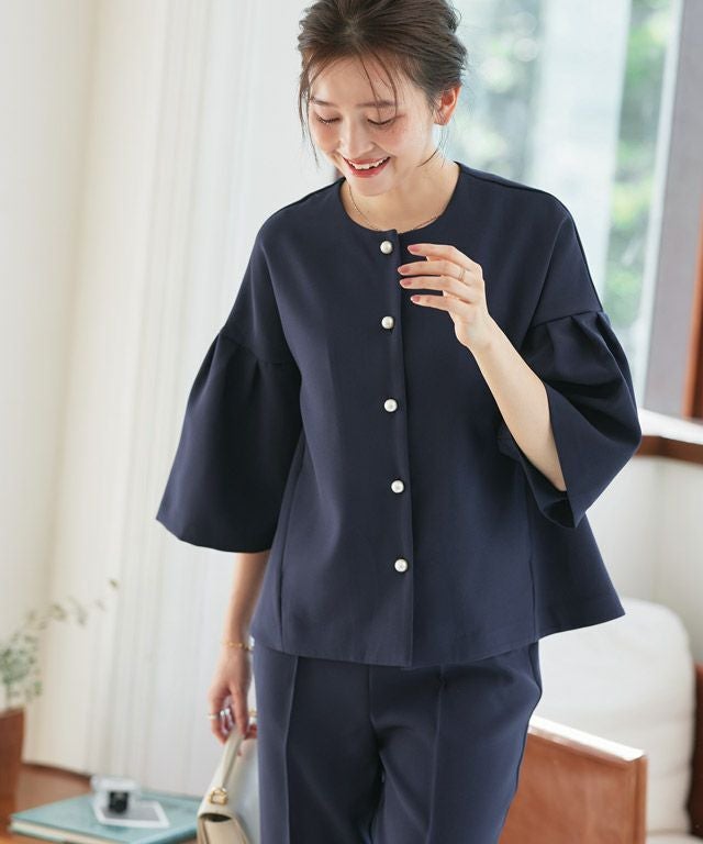 パールボタンジャケットセットアップ ◇送料無料【スピード配送