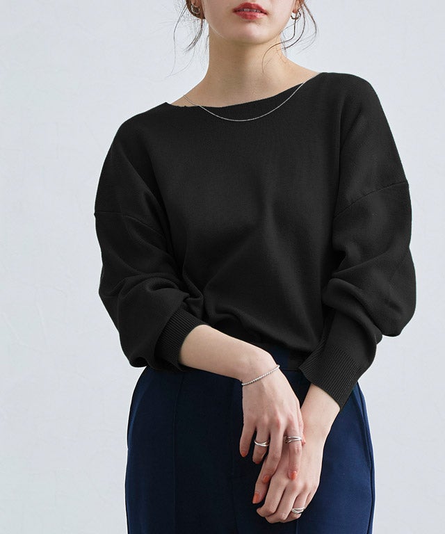 163cm / ブラック / ボートネック / M