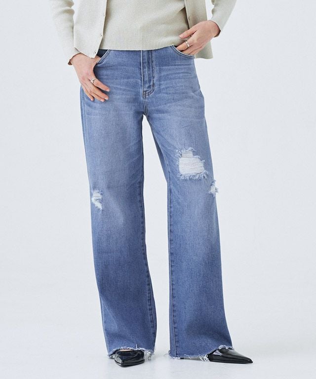 165cm / ダメージ / ブルー / カットオフ / M