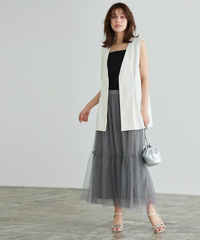 アウトレットSALE！】ティアードチュールスカート 【Pierrot