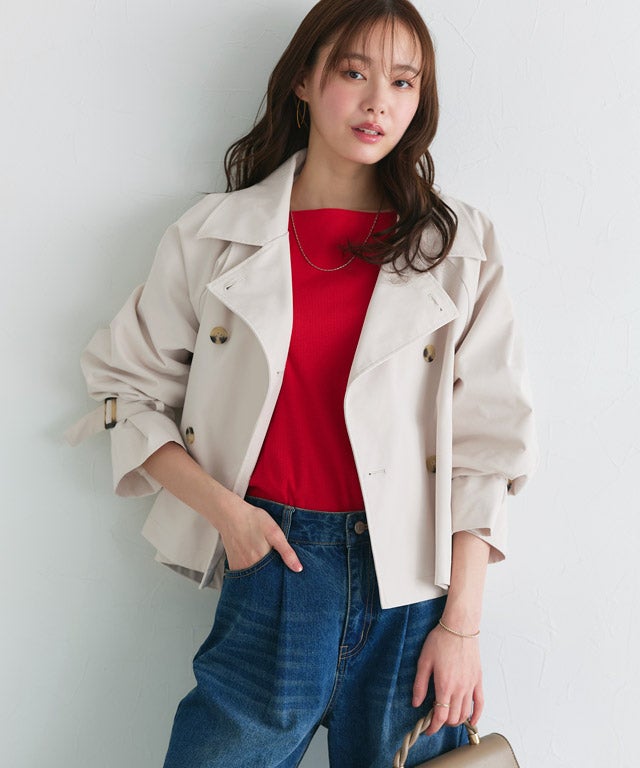 美品 Lisiere Col Pierrot トレンチコート グレージュ A会場】キャンディースリーブショートトレンチコート【2026AW