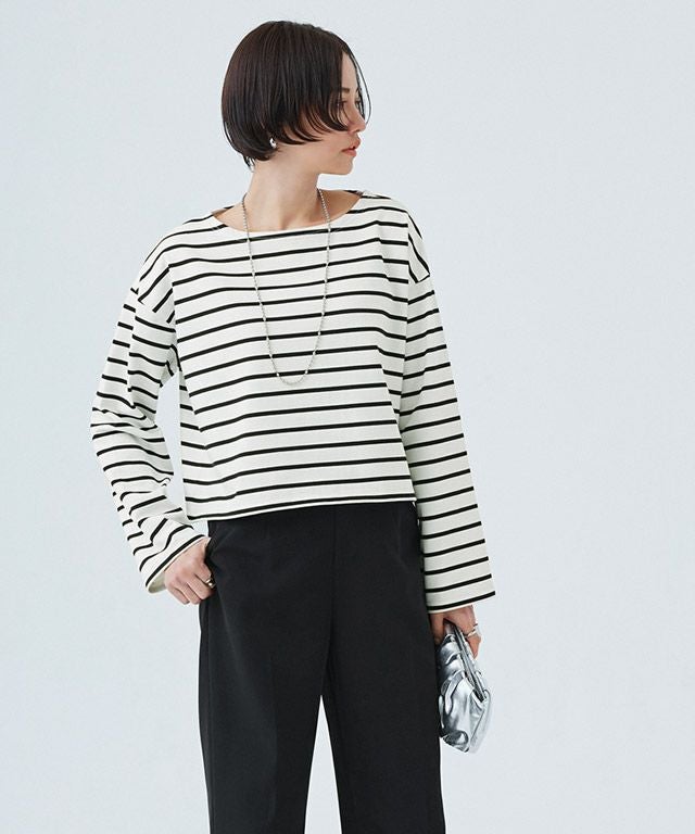 RASW]綿100%ボーダークロップドロンT【スピード配送】 | 【公式