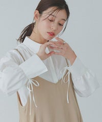 ボリュームスリーブ袖リボンシャツ