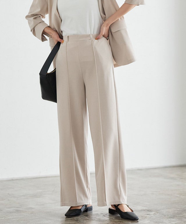 ペアスキンピンタックストレートパンツ