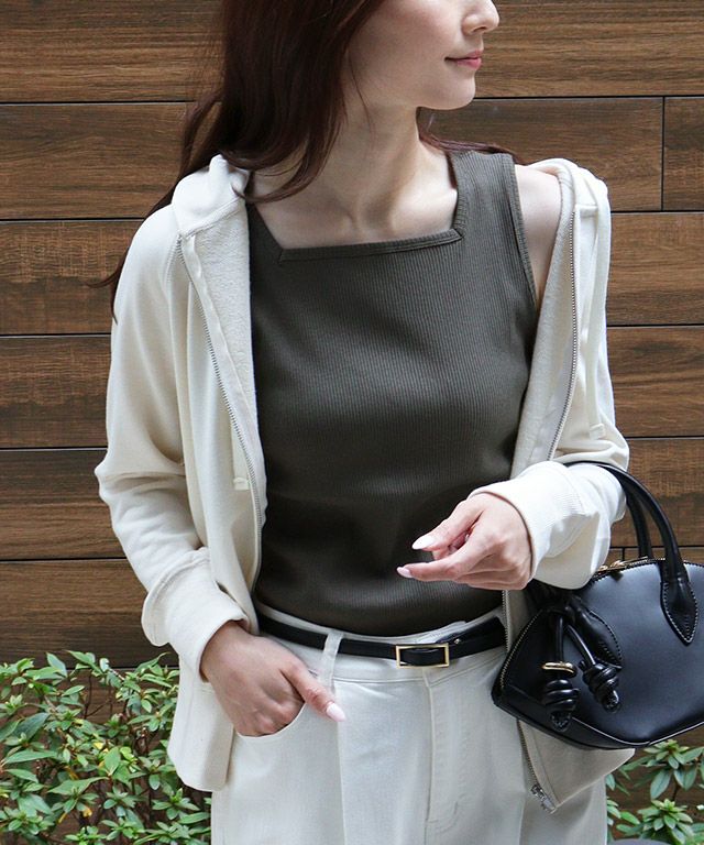 163cm / チャコール / スクエアネック / M