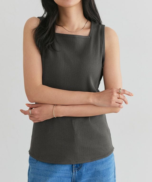 162cm / チャコール / スクエアネック / M