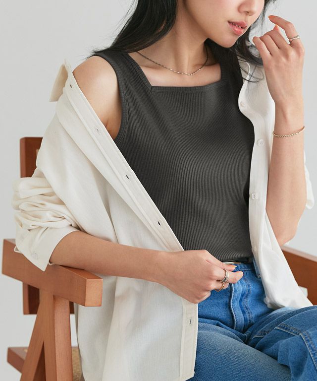 162cm / チャコール / スクエアネック / M