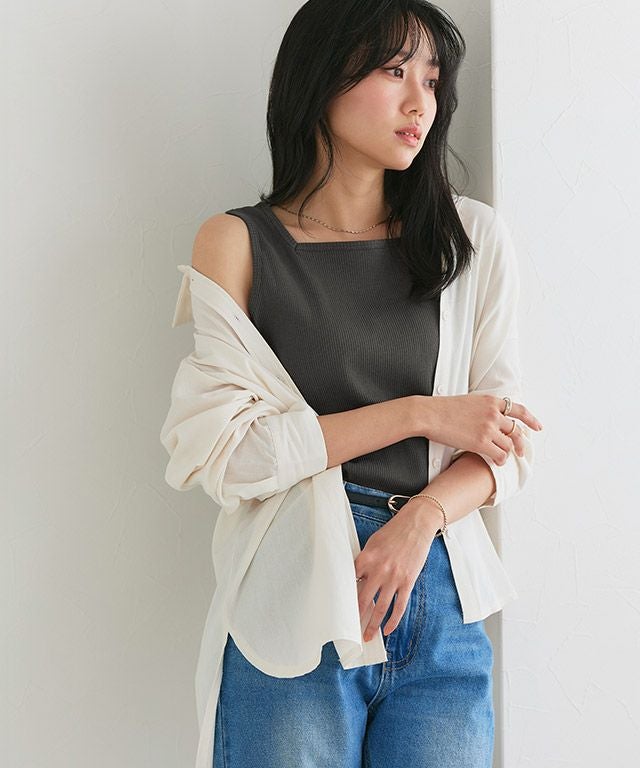 162cm / チャコール / スクエアネック / M