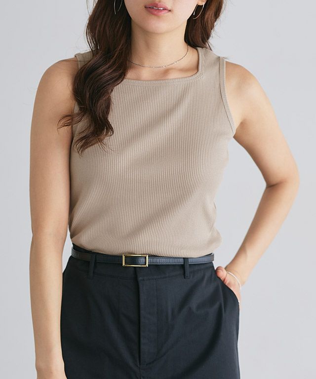 166cm / サンドベージュ / スクエアネック / M