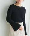 シアーフレアスリーブリブニット